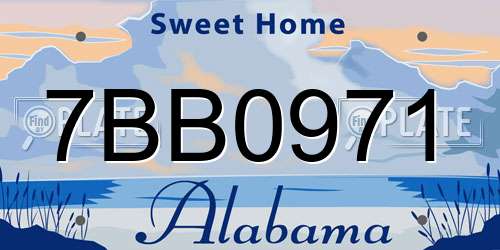 7BB0971 Alabama License Plate
