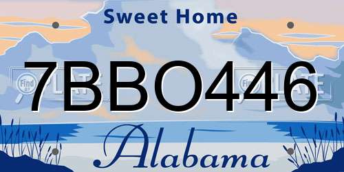 7BBO446 Alabama License Plate