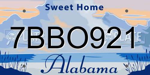 7BBO921 Alabama License Plate