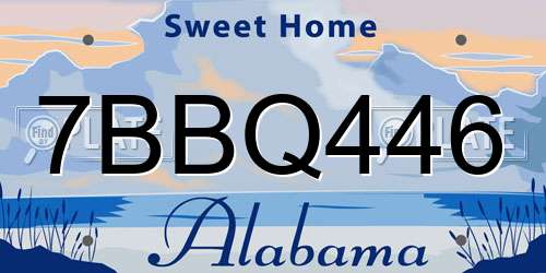 7BBQ446 Alabama License Plate