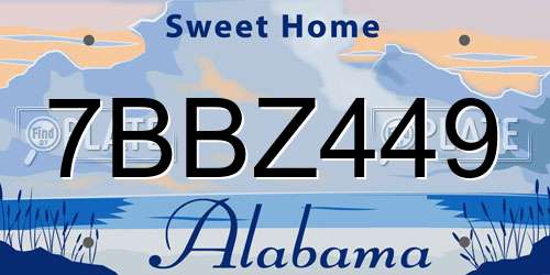 7BBZ449 Alabama License Plate