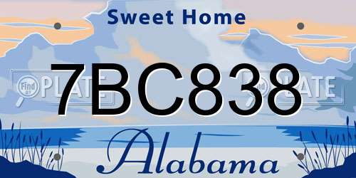 7BC838 Alabama License Plate