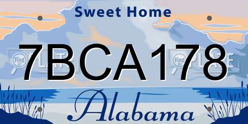7BCA178 Alabama License Plate