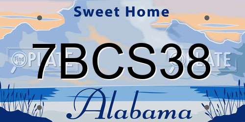 7BCS38 Alabama License Plate