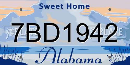7BD1942 Alabama License Plate