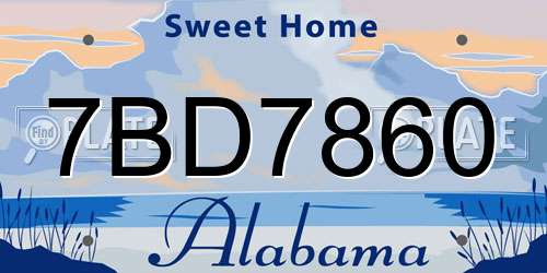 7BD7860 Alabama License Plate