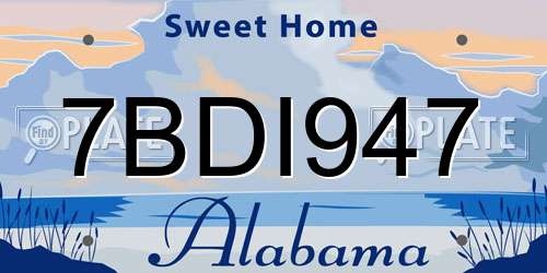 7BDI947 Alabama License Plate
