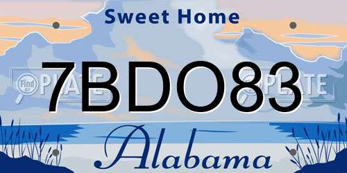 7BDO83 Alabama License Plate