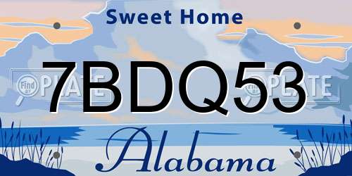7BDQ53 Alabama License Plate