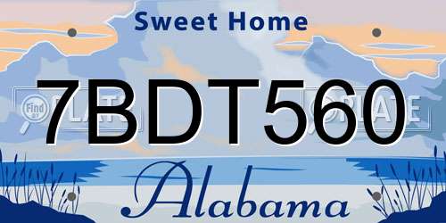 7BDT560 Alabama License Plate