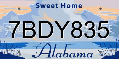 7BDY835 Alabama License Plate
