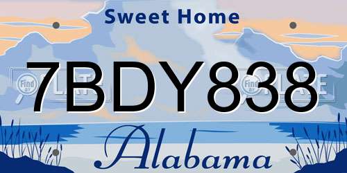 7BDY838 Alabama License Plate