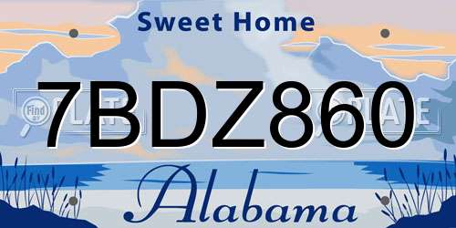 7BDZ860 Alabama License Plate