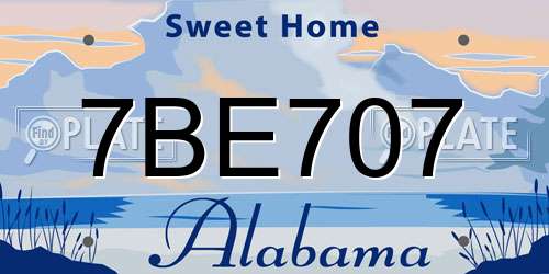 7BE707 Alabama License Plate