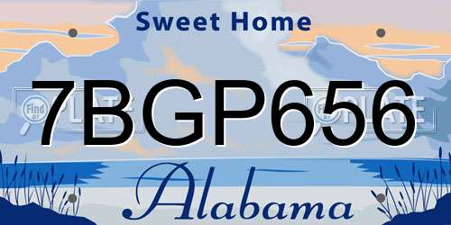 7BGP656 Alabama License Plate