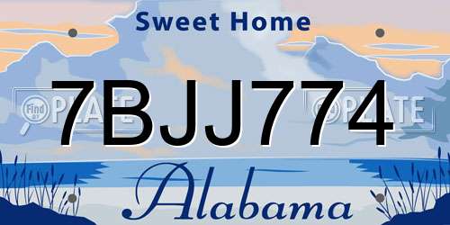 7BJJ774 Alabama License Plate