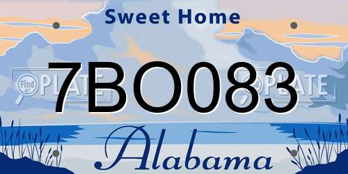 7BO083 Alabama License Plate