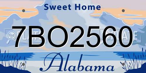 7BO2560 Alabama License Plate