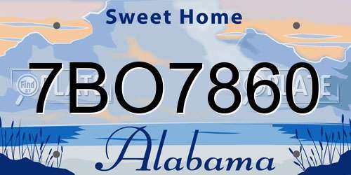 7BO7860 Alabama License Plate