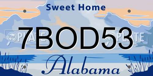 7BOD53 Alabama License Plate