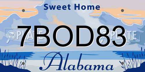 7BOD83 Alabama License Plate