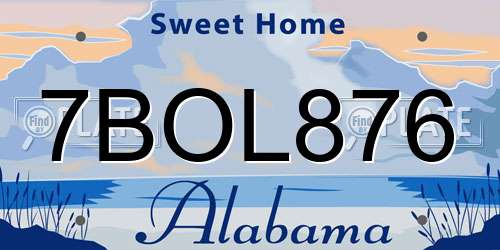 7BOL876 Alabama License Plate