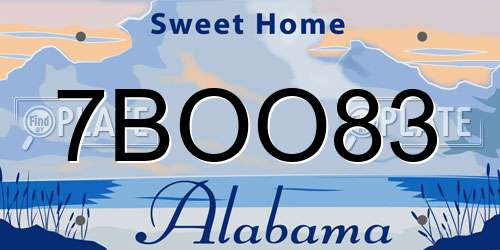 7BOO83 Alabama License Plate