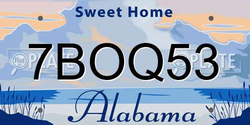 7BOQ53 Alabama License Plate