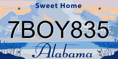 7BOY835 Alabama License Plate