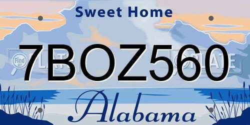 7BOZ560 Alabama License Plate