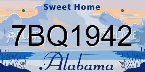 7BQ1942 Alabama License Plate