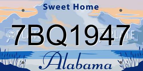 7BQ1947 Alabama License Plate