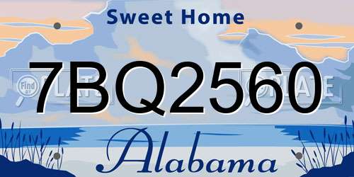 7BQ2560 Alabama License Plate