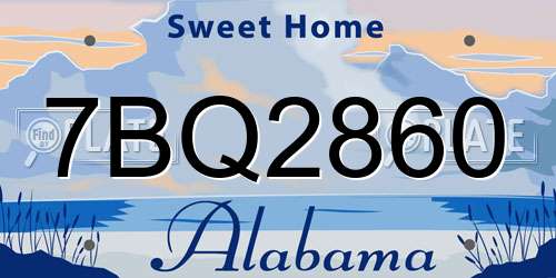 7BQ2860 Alabama License Plate