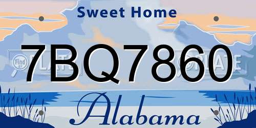 7BQ7860 Alabama License Plate