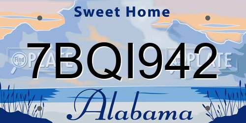 7BQI942 Alabama License Plate