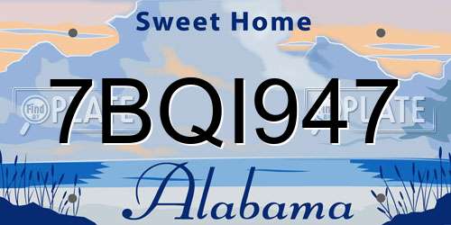 7BQI947 Alabama License Plate