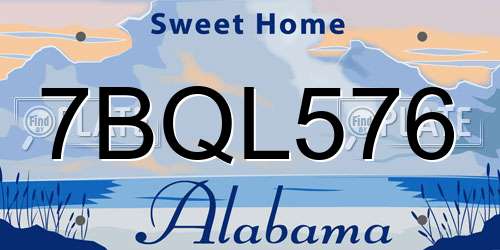 7BQL576 Alabama License Plate