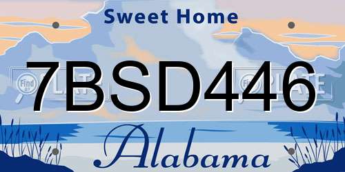 7BSD446 Alabama License Plate