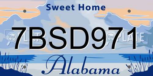 7BSD971 Alabama License Plate