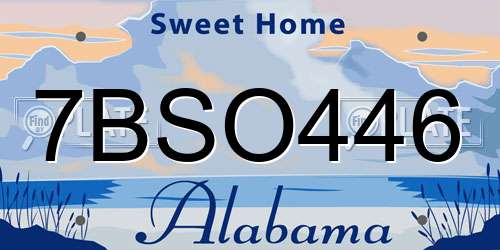7BSO446 Alabama License Plate