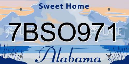 7BSO971 Alabama License Plate