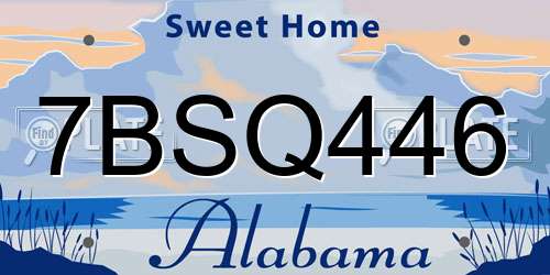7BSQ446 Alabama License Plate