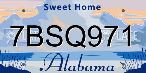 7BSQ971 Alabama License Plate