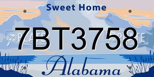 7BT3758 Alabama License Plate