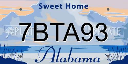 7BTA93 Alabama License Plate