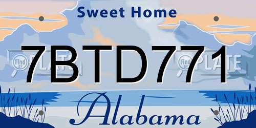 7BTD771 Alabama License Plate