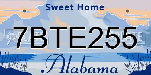 7BTE255 Alabama License Plate