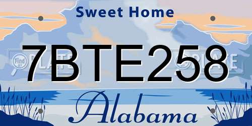 7BTE258 Alabama License Plate