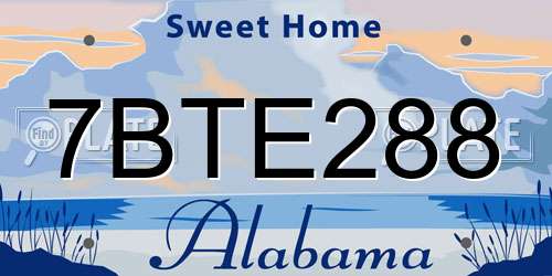 7BTE288 Alabama License Plate